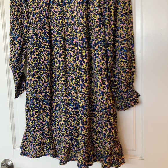 Scotch and soda multicolor print lined ruffled long sleeve short dress Sa XS NWT - Picture 6 of 11